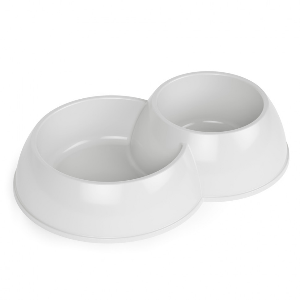 Миска для животных двойная ZOO PLAST ALTA 29,5 x 20 x 7 см, белая