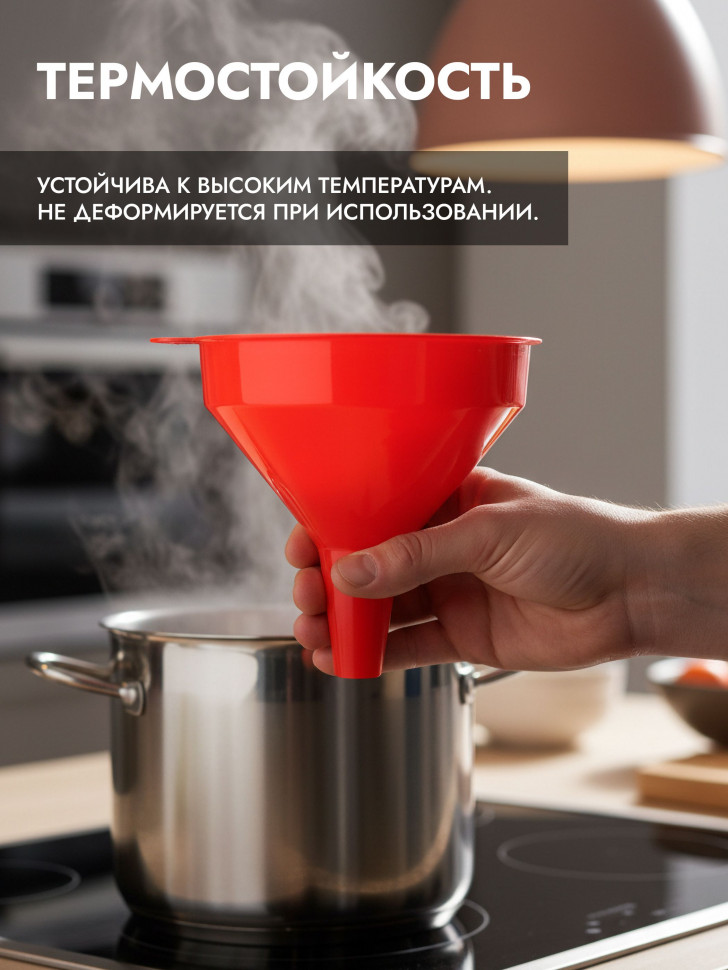 Воронка кухонная пластиковая Monblick для бутылок, 13,5 см, красный
