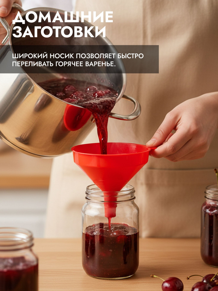 Воронка кухонная пластиковая Monblick для бутылок, 13,5 см, красный