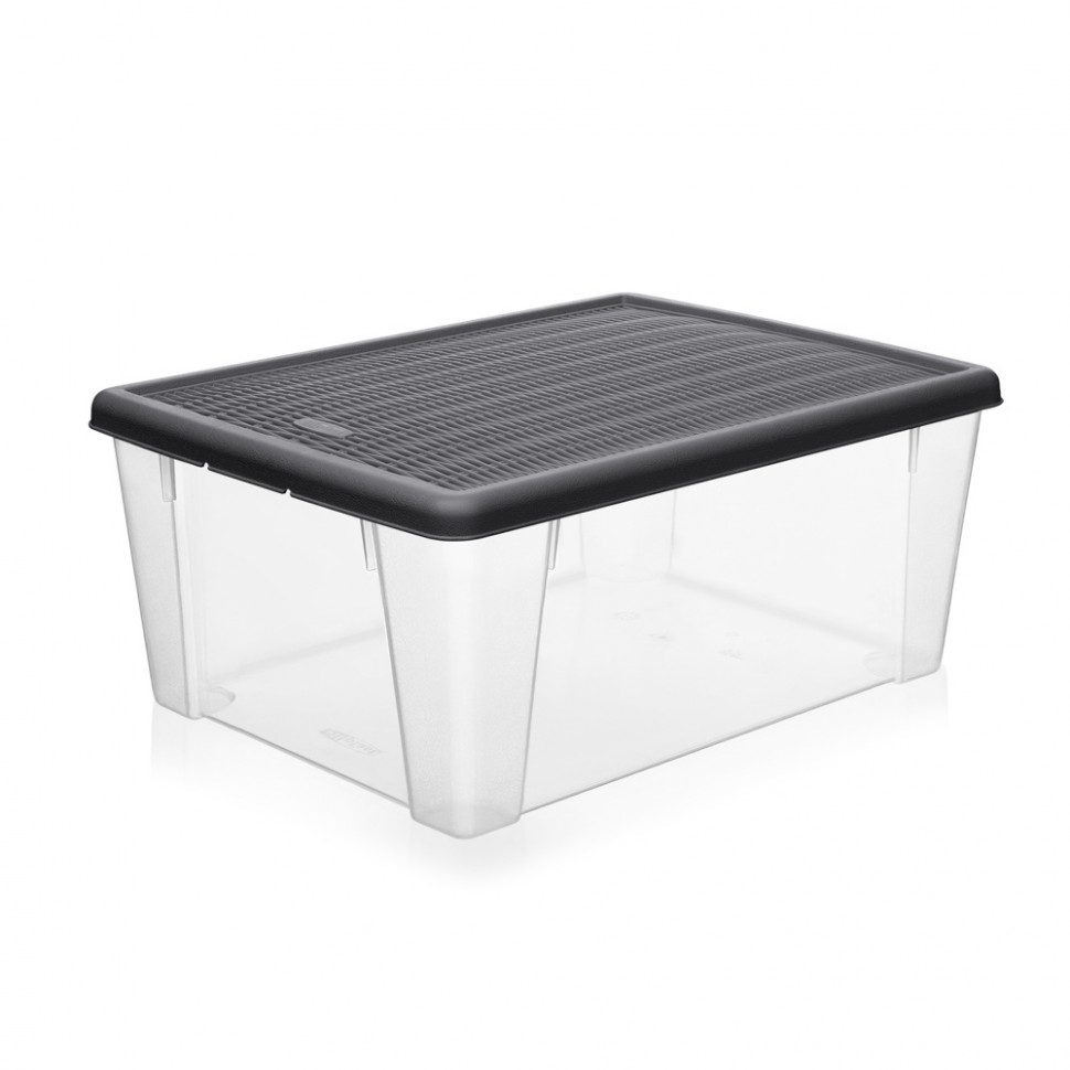 Контейнер ElfPlast Элеганс 9 л, графитовый и прозрачный